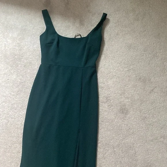 BHLDN green long dress with slit - Picture 8 of 9